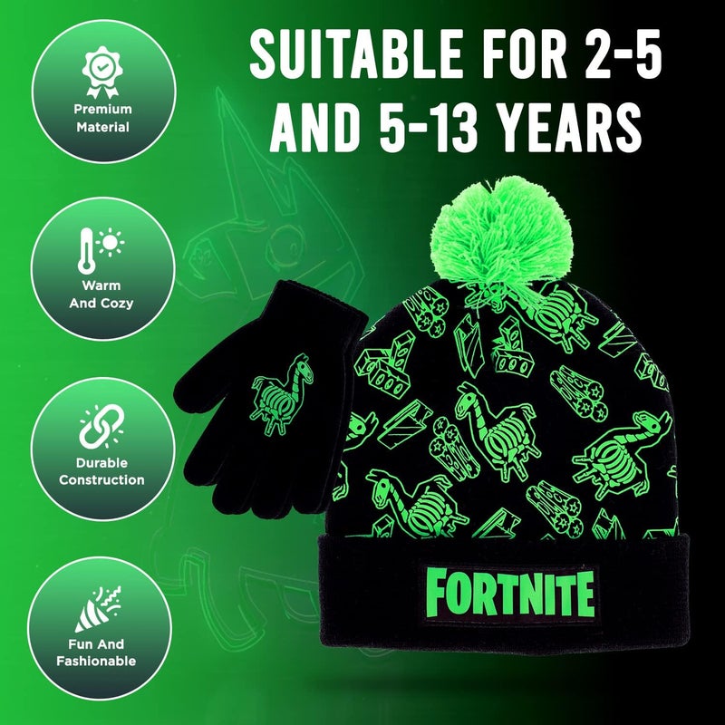 FORTNITE قبعة شتوية للأولاد وقفازات ثلج للأولاد مجموعة من قطعتين - Image 3
